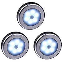3er Set LED-Leuchten mit Bewegungsmelder, batteriebetrieben, mit Magnetbefestigung, für Ankleidezimmer, Küchenschränke, Flure, Treppen, silber/schwarz von JUSCH