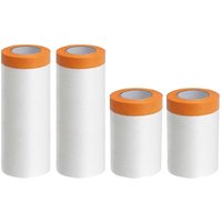 4 Rollen transparente Abdeckfolie mit selbstklebendem Gewebeband zum Schutz vor Staub von JUSCH