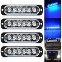 4er-Pack – Ultraflaches blaues Blitzlicht mit 6 LEDs – LED-Lichtleiste, Mini-Notlichtleiste, 18 Blinkmodi, 12–24 V, für Universalfahrzeuge oder LKWs 4er-Pack – Ultraflaches blaues Blitzlicht mit 6 LEDs – LED-Lichtleiste, Mini-Notlichtleiste, 18 Blinkmodi, 12–24 V, für Universalfahrzeuge oder LKWs von JUSCH