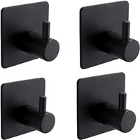 4er-Set Handtuchhaken, Edelstahl, mit selbstklebender Streifenbefestigung, schwarz von JUSCH