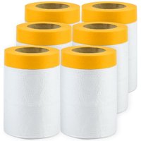 6 Rollen Masker mit Abdeckband, Abdeckfolie, selbstklebendes Abdeckband mit lackierter Schutzplane (55 cm 20 m) von JUSCH