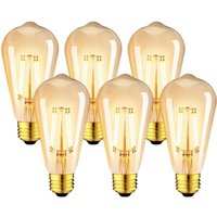 6er-Pack 6 W Edison Vintage E27 LED-Lampen – ST64 Glühfadenlampe 2200 K Warmweiß – entspricht 48 W Glühlampe 6er-Pack 6 W Edison Vintage E27 LED-Lampen – ST64 Glühfadenlampe 2200 K Warmweiß – entspricht 48 W Glühlampe von JUSCH