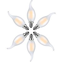 6er-Pack E14 4W LED-Flammenlampen, Warmweiß 2700K – Filament-Kerzenlampen für Kronleuchter – Milchglas von JUSCH