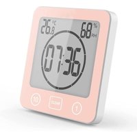 Jusch - Badezimmer-Duschuhr, LCD-Digitalalarm, Thermometer-Hygrometer, Countdown-Timer (rot) von JUSCH