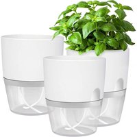 Jusch - Blumentopf mit automatischer Bewässerung für den Innenbereich, Blumentöpfe mit Bewässerungssystem, Weiß (4 Stück) von JUSCH