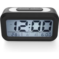 Elektronische Uhr mit LED-Anzeige, mit Alarm, Dunkelsensor, schwarz von JUSCH
