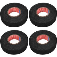 Jusch - 19 mm x 15 m Stoff-Kabelbänder – elektrisch isolierendes Klebeband – schwarze Klebebänder für Auto (4 Stück) von JUSCH