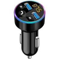 Bluetooth-FM-Transmitter fürs Auto, QC3.0-Bluetooth-Adapter und led fürs Auto, Bluetooth-Transmitter fürs Auto mit zwei USB-Anschlüssen, von JUSCH