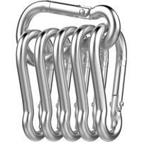 Karabiner, federbelasteter Karabiner aus Edelstahl 304, Karabiner für Hängematten, Camping, Angeln, Markisen (6 Stück) von JUSCH