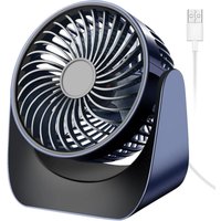 Leiser USB-Ventilator, Mini-Tischventilator mit 3 Geschwindigkeiten, 360° drehbar, kleiner tragbarer Tischventilator (Marineblau) von JUSCH