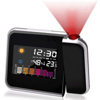 Projektionswecker, Farbbildschirmkalender, persönliche Schlafzimmer-Wetterstation, dimmbarer Projektor, Doppelalarm, LCD-Display, Datum, Uhrzeit, von JUSCH