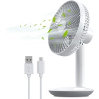 Ber usb wiederaufladbarer Ventilator mit 4000-mAh-Akku – 4 Geschwindigkeiten, 16 cm kleiner, leiser Tischventilator, 50° verstellbar, tragbarer von JUSCH