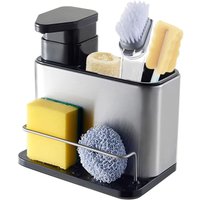 Küchenspüle-Organizer, Spülmittelspender mit Schwammhalter und Bürstenhalter, Edelstahl-Küchenspüle-Schwammhalter, multifunktionaler Bürstenhalter, von JUSCH