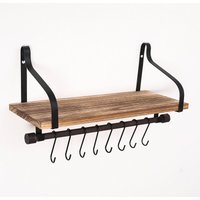 Jusch - Küchenwandregale, rustikaler Küchen-Organizer aus Holz mit Holzschiene und 8 abnehmbaren Haken zum Ordnen von Küchenutensilien Jusch - Küchenwandregale, rustikaler Küchen-Organizer aus Holz mit Holzschiene und 8 abnehmbaren Haken zum Ordnen von Küchenutensilien von JUSCH