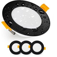 LED Einbaustrahler LED Deckenstrahler IP54 für Badezimmer, Feuchträume, Warmweiß 3000K 3er Set extra flache runde LED Strahler 7 Watt (7W) / 700 von JUSCH