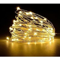 LED-Lichterkette, [1 Packung] batteriebetriebene Lichterkette mit 5 m, 50 warmweißen LEDs auf Silberdraht für Schlafzimmer, Party, Hochzeit (warmweiß) von JUSCH