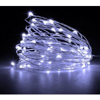 LED-Lichterkette, [4er-Pack] batteriebetriebene Lichterkette mit 5 m, 50 kaltweißen LEDs auf Silberdraht für Schlafzimmer, Party, Hochzeit (kaltweiß) von JUSCH