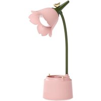 LED-Schreibtischlampe für Kinder, Blumen-Tischlampe, Leselampe mit einstellbarem Licht und Berührungssensor (Pink) von JUSCH