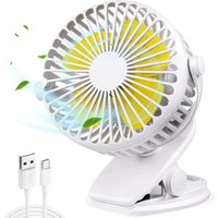 Leiser USB-Ventilator, tragbarer USB-Tischventilator mit wiederaufladbarem Akku, 360 ° drehbarer 3-Gang-Kühlventilator für Kinderwagen, Auto von JUSCH