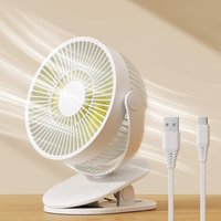 Mini-Clip-Ventilator, kleiner USB-Ventilator mit wiederaufladbarem 4000-mAh-Akku, 4 Geschwindigkeiten, max. 14 Stunden, klein und leise für Bett, von JUSCH