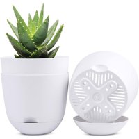 Selbstbewässernde Blumentöpfe für drinnen und draußen, weiß, 13 cm (3 Stück) von JUSCH