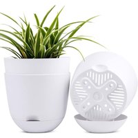 Selbstbewässernde Blumentöpfe für drinnen und draußen, weiß, 13 cm (3 Stück) von JUSCH