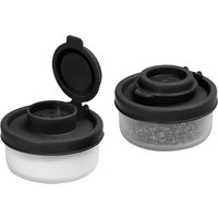 Set mit 2 Mini-Gewürzdosen, leicht zu transportieren, durchscheinend, 5 x 5 x 3,8 cm, schwarz von JUSCH