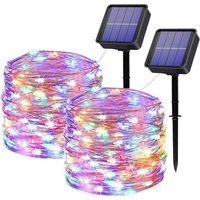 Solar-Lichterkette für den Außenbereich, 12 m, 100 LEDs, Solar-Lichterkette, 8 Modi, wasserdicht, Kupferdraht, Dekorations-Lichterkette für Garten, von JUSCH