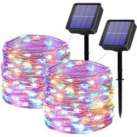 Solar-Lichterkette für den Außenbereich, [2er-Set] 2 × 22 m, 200 LEDs, Solar-Girlande, 8 Modi, wasserdicht, Kupferdraht, Dekoration, Lichtgirlande von JUSCH