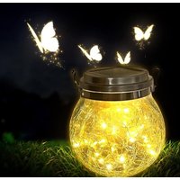 Solarlaterne, hängende dekorative Solarleuchten für den Außenbereich, solarbetriebene Glaslampe für den Garten (Warmweiß) von JUSCH
