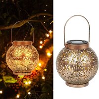 Solarlaterne für den Außenbereich, LED-Packs, Solar-Gartenleuchten aus Metall, warmweiße hängende Energielaterne von JUSCH