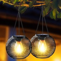 Solarlaterne für den Garten, Solarleuchten für den Außenbereich aus Metall, IP65, wasserdicht, warmweiße LED-Laterne von JUSCH
