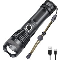 Taschenlampe, über USB wiederaufladbare LED-Taschenlampe, extra leistungsstark, 1000 Lumen, XHP50, 5 Modi, IP65, wasserdicht, Militärzoom, für von JUSCH