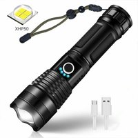 Über USB wiederaufladbare, ultrastarke 3000 Lumen CREE XHP50 LED-Taschenlampe, 5 Modi, IP65 wasserdicht, militärisch, zoombar, für Camping und von JUSCH