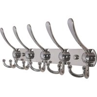 Wandgarderobe, Wandhaken – extra starker Edelstahl, 5 Haken, Garderobenständer für Mäntel, Hüte, Handtücher, Eingangsbereich, Badezimmer (Silber) von JUSCH