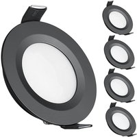 x 12 V LED-Einbaustrahler, 58–65 mm Loch, 3 W, 6400 K, Einbau-Deckenleuchte für Wohnmobil, Boot, Wohnwagen, Van, Yacht, Kaltweiß (Schwarz) von JUSCH