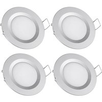 x 12 V LED-Einbaustrahler, 58–65 mm Loch, 3 W, 6400 K, Einbau-Deckenleuchte für Wohnmobil, Boot, Wohnwagen, Van, Yacht, Kaltweiß (Silber-Finish) von JUSCH