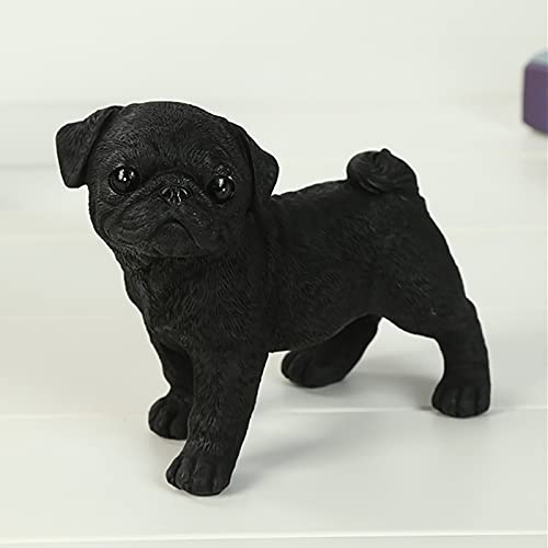 JUSHINI Mops Hund Statue, Mops-Hundfigur Dekoration Mops-Harz Handwerk Schmuck Sammlerstück Glückliche Hund Harzstatue Hundskulptur Ornamente Deko Hundliebhaber-Geschenke für Damen Herren von JUSHINI