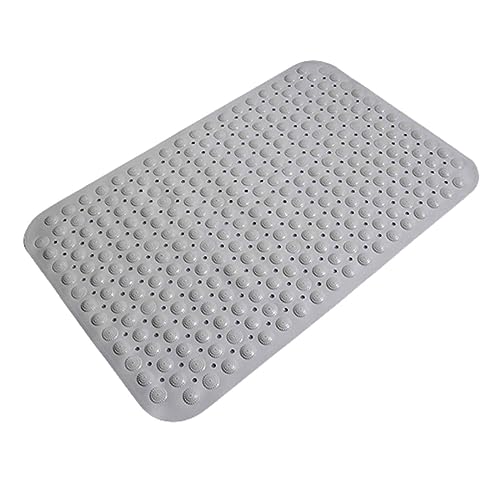 Badezimmerteppich Badematte Rutschfest Waschbar Badvorleger Badteppich Badematten Bath Mat Badezimmermatte Beige Grau Boden Mit Saugnapf Stabil Rutschfest Abfluss Mit Großem Loch (gray 1,57x88cm) von JUSHZ