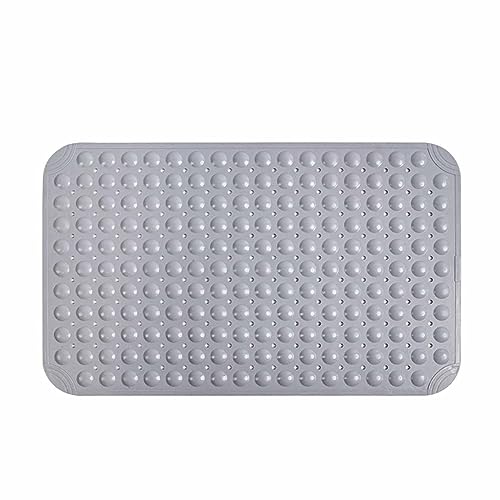 Badezimmerteppich Badematte rutschfest Waschbar Badvorleger Badteppich Badematten Badteppiche Bath Mat Badezimmermatte Boden Mit Saugnapf Komfortable Füße Ablaufloch (Gray 1,40x80CM) von JUSHZ