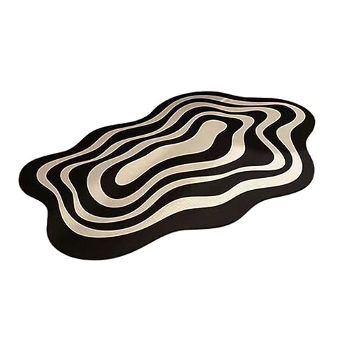 Badezimmerteppich Badematte rutschfest Waschbar Badvorleger Badteppich Badematten Badteppiche Bath Mat Badezimmermatte Schwarz Schnelltrocknend Moderner Minimalist (8,60x90cm) von JUSHZ