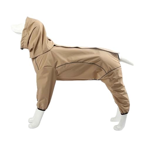 JUSHZ Regenmantel Hund Wasserdicht Regenjacke Hund Hunderegenmantel Hunderegenjacke Regenmantel Klein Regenjacken Große Hunde Kapuze Mit Beinen Reflektierender Faden Traktionsloch (2XL,Brown) von JUSHZ