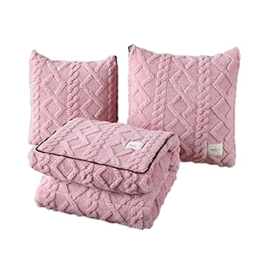 Kuscheldecke Decke Sofa Decken Blanket Wohndecke Baumwolle Warm Mädchen Jungen Erwachsene Multifunktionales Dekokissen Quilt Kissen Kissen Nickerchen Im Autobüro (pink,150×200cm) von JUSHZ