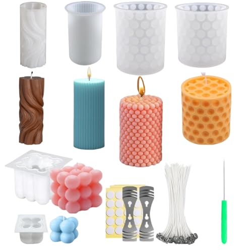 JUSJOYFE 6Pcs Silikonformen Gießformen Kit, Kerzen Selber Machen Set 3D DIY Silikonform Kerzen Gießen Formen und Kerzendocht Set, Kerzenformen zum Gießen als Heimdekorationen, DIY Kerzen Dekorationen JUSJOYFE 6Pcs Silikonformen Gießformen Kit, Kerzen Selber Machen Set 3D DIY Silikonform Kerzen Gießen Formen und Kerzendocht Set, Kerzenformen zum Gießen als Heimdekorationen, DIY Kerzen Dekorationen von JUSJOYFE