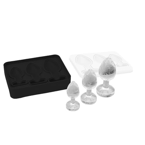Eiswürfelform Silikon für Erwachsene, Eiswürfelbehälter mit Deckel, Ice Cube Tray with Lid, Silikon Analplug Shaped Eiswürfelform Lustig Backform für Bier Cocktails Whisky Getränke (Schwarz) von JUSJOYFE