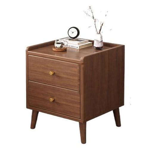 JUSKAQZYI Nachttisch aus Massivholz mit 2 Schubladen, Nachttischschrank for Zuhause, geeignet for Schlafzimmer, Wohnzimmer, Arbeitszimmer und Büro(Dark Walnut,Short) von JUSKAQZYI