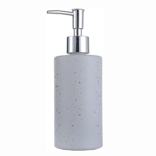 JUSKAQZYI Seifenspender Geeignet for Badezimmer und Küche, Seifenspender, Handseifenflasche, verdickte Glasflasche, Pressflasche, schwarz-weiß, 350 ml, Handpumpspender Seifenausschütter(Blanc,B) von JUSKAQZYI