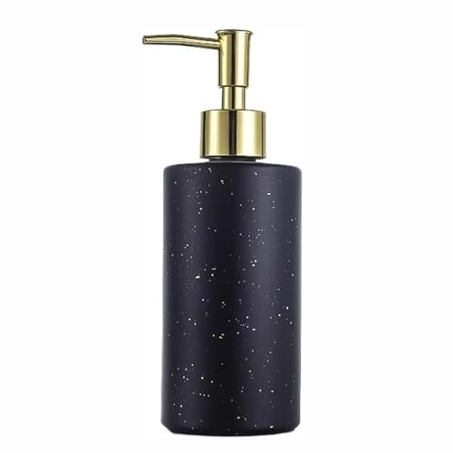 JUSKAQZYI Seifenspender Geeignet for Badezimmer und Küche, Seifenspender, Handseifenflasche, verdickte Glasflasche, Pressflasche, schwarz-weiß, 350 ml, Handpumpspender Seifenausschütter(Svart,A) von JUSKAQZYI