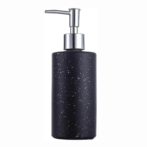 JUSKAQZYI Seifenspender Geeignet for Badezimmer und Küche, Seifenspender, Handseifenflasche, verdickte Glasflasche, Pressflasche, schwarz-weiß, 350 ml, Handpumpspender Seifenausschütter(Svart,B) von JUSKAQZYI