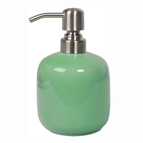 JUSKAQZYI Seifenspender Kleiner Seifenspender for Bad und Küche, einfache Keramik-Handseifenflasche, nachfüllbarer Handseifenspender, Lotion-Push-Spender for Bad und Küche Seifenausschütter(Groen) von JUSKAQZYI